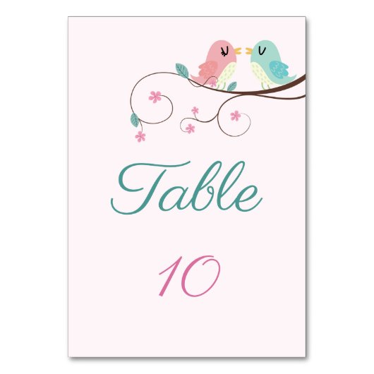 carte de numéro de table florale oiseaux de l'amou (Par défaut)