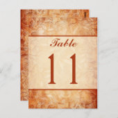 Carte de numéro de table florale orange et ivoire (Devant / Derrière)