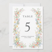 Carte de numéro de table florale ornée pastel doux (Dos)