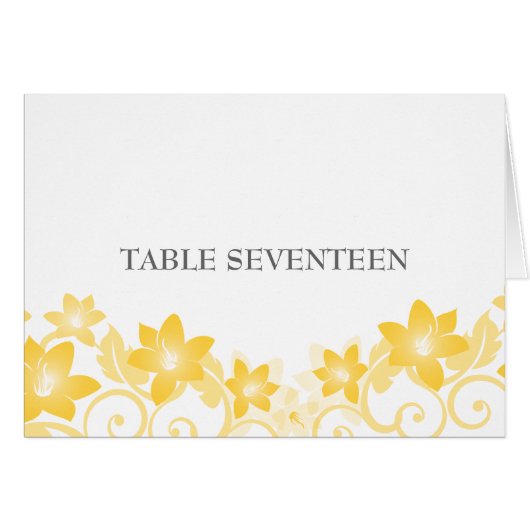 Carte de numéro de table florale simple jaune (Devant horizontal)