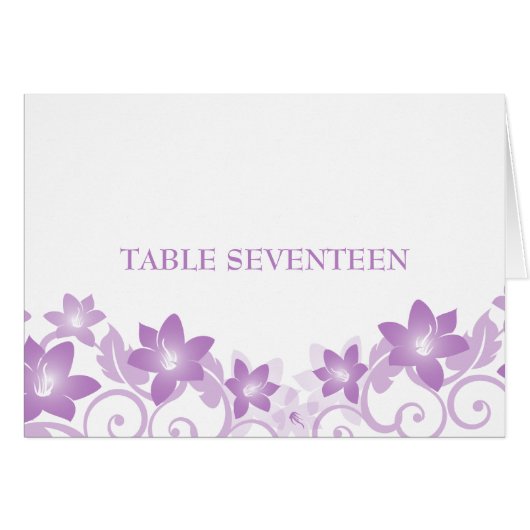 Carte de numéro de table florale simple violet (Devant horizontal)