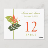 Carte de numéro de table florale tropicale | Vert  (Dos)