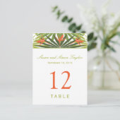 Carte de numéro de table florale tropicale | Vert  (Debout devant)