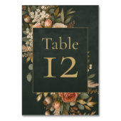 Carte de numéro de table florale verte de sorcière (Dos)