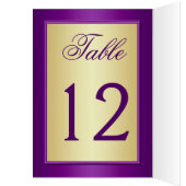 Carte de numéro de table florale violet et or (Intérieur (Gauche))