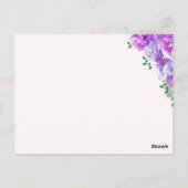 Carte de numéro de table florale violette minimali (Dos)