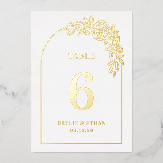 Carte de numéro de table FOILE RÉELLE de l'arc flo (Recto)