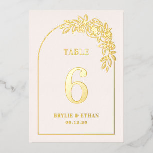 Carte de numéro de table FOILE RÉELLE de l'arc flo