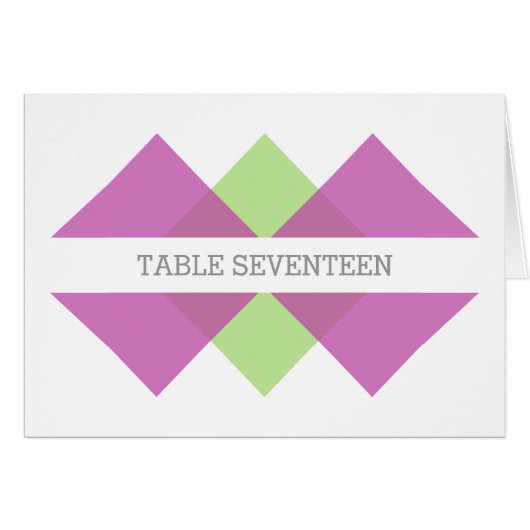 Carte de numéro de table Fuchsia Green Geometry Tr (Devant horizontal)