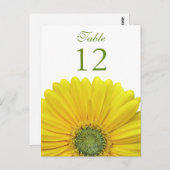 Carte de numéro de table Gerbera Jaune (Devant / Derrière)