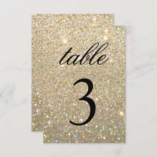 Carte de Numéro de Table - Glit Fab Or (Devant / Derrière)