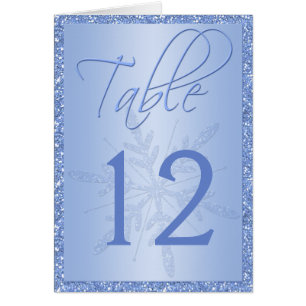 Carte de numéro de table Glitt Blue Snowflake