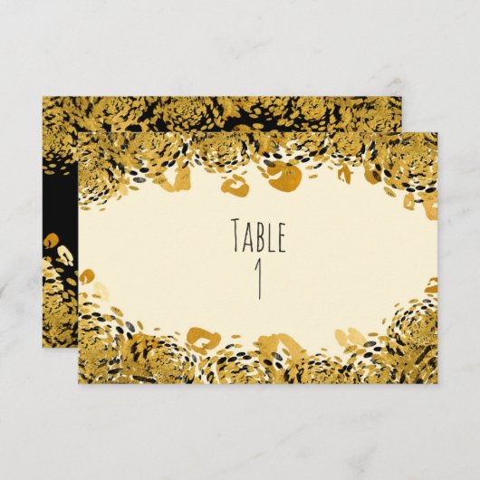 Carte de numéro de table Gold & Black Exotic Jungl (Devant / Derrière)