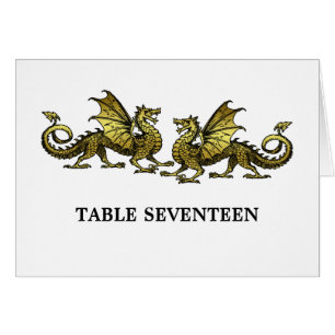Carte de numéro de table Gold Elegant Dragons