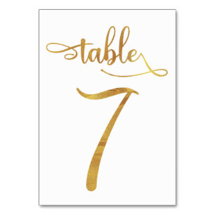 Carte de numéro de table Gold fausse feuille 3.5x5