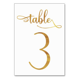 Carte de numéro de table Gold fausse feuille 3.5x5