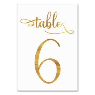 Carte de numéro de table Gold fausse feuille 3.5x5