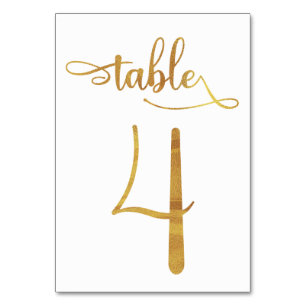 Carte de numéro de table Gold fausse feuille 3.5x5