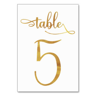 Carte de numéro de table Gold fausse feuille 3.5x5