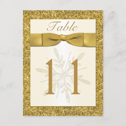 Carte de numéro de table Gold FAUX Parties scintil (Devant)