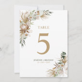 Carte de numéro de table Gold & Green Boho Wedding (Devant)