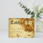 Carte de numéro de table Gold Heart Roses (Debout devant)