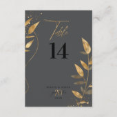Carte de numéro de table Gold Leaf 20e anniversair (Devant)