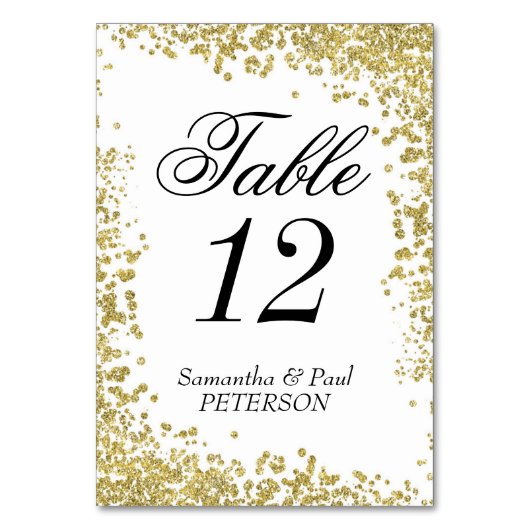 Carte de numéro de table Gold Parties scintillant, (Dos)