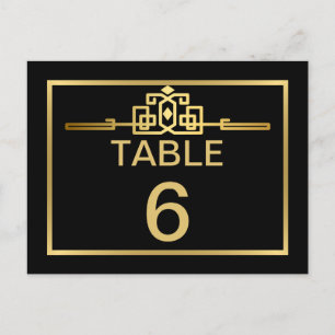 Carte de numéro de table Golden Romance Art Déco