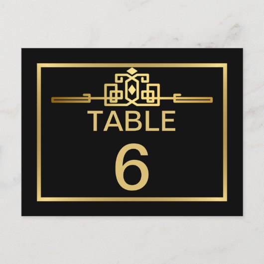 Carte de numéro de table Golden Romance Art Déco (Devant)