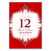 Carte de numéro de table Grand Red+White Lace Mari (Dos)
