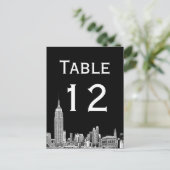 Carte de numéro de table gravée NYC Skyline 01 (Debout devant)