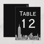 Carte de numéro de table gravée NYC Skyline 01 (Devant / Derrière)