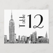 Carte de numéro de table gravée NYC Skyline 01 (Dos)