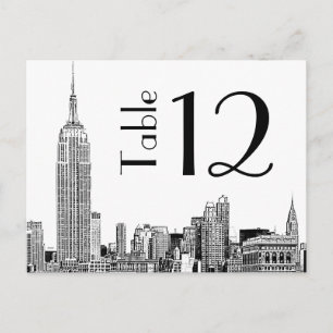 Carte de numéro de table gravée NYC Skyline 01