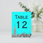 Carte de numéro de table gravée NYC Skyline 01 (Debout devant)