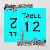 Carte de numéro de table gravée NYC Skyline 01 (Devant / Derrière)