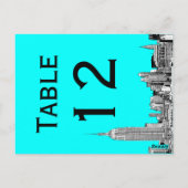 Carte de numéro de table gravée NYC Skyline 01 (Dos)