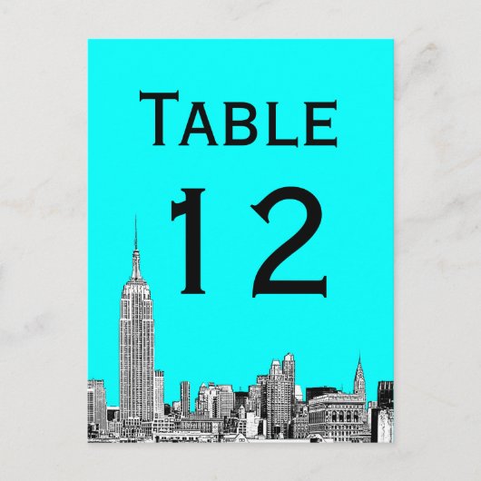 Carte de numéro de table gravée NYC Skyline 01 (Devant)