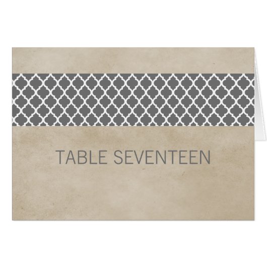 Carte de numéro de table Gray Rustic Quatrefoil (Devant horizontal)