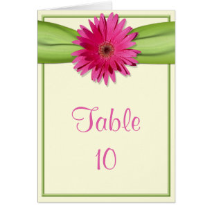 Carte de numéro de table Green Pink Gerbera