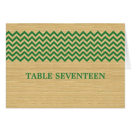 Carte de numéro de table Green Rustic Chevron (Devant horizontal)