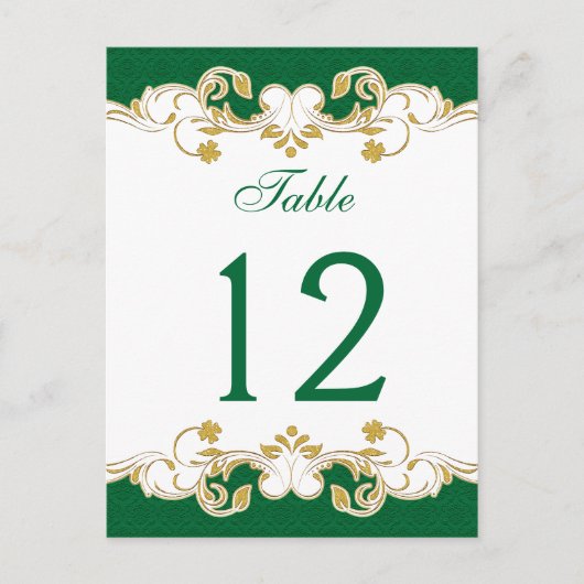 Carte de numéro de table Green, White, Gold Solls (Devant)
