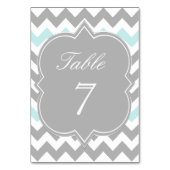 Carte de numéro de table Grey Aqua Chevron (Dos)