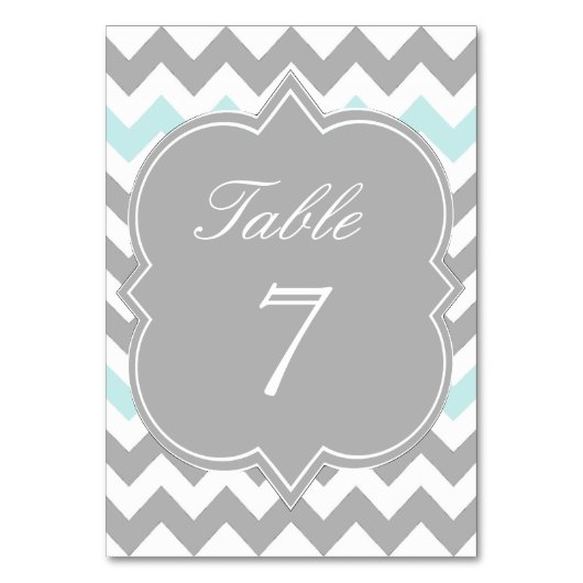 Carte de numéro de table Grey Aqua Chevron (Par défaut)