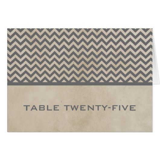 Carte de numéro de table Grey Chic Chevron (Devant horizontal)