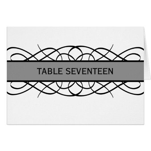 Carte de numéro de table Grey Déco Flourdissante (Devant horizontal)