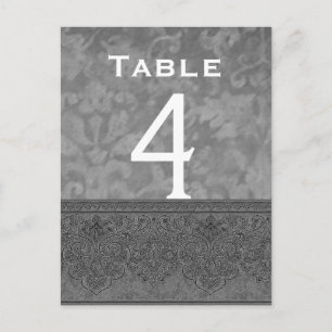 Carte de numéro de table gris et blanc Mariage dam