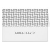 Carte de numéro de table gris Houndstooth (Devant horizontal)