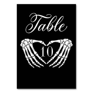 Carte de numéro de table Halloween Coeur Mains de